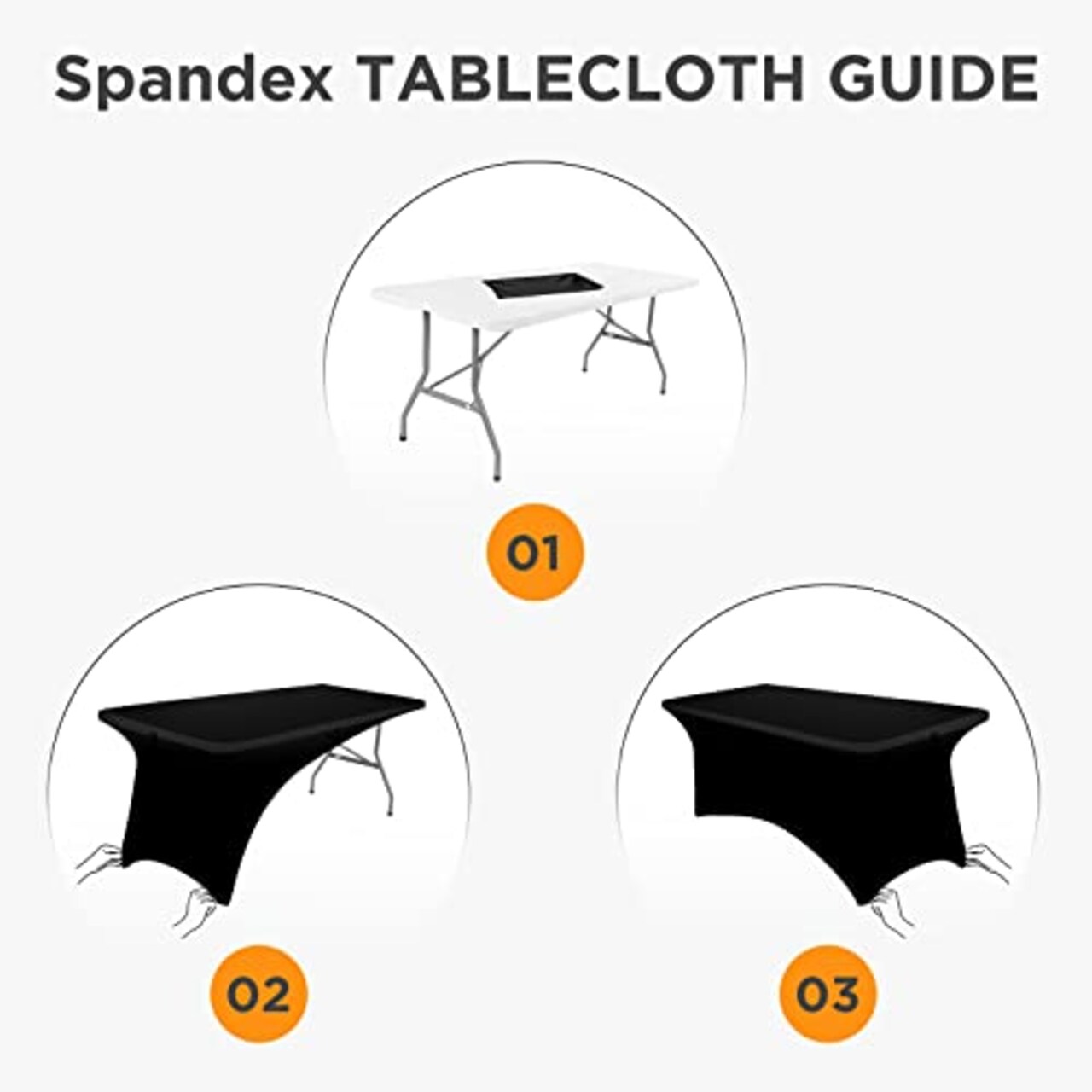 2Pack, 6FT Spandex Table Cover Fitted Rectangular Tablecloth Stretchable Fabric Lycra Tablecloth 6 ft Wrinkle-Free for Party Dj Tradeshows Banquet Weddings Cocktail, 2 Pcs